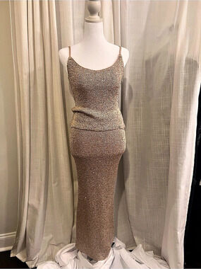 JLUXLABEL Gold Sequin 2 piece Midi Set